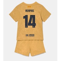 Fotbalové Dres Barcelona Memphis Depay #14 Dětské Venkovní 2022-23 Krátký Rukáv (+ trenýrky)